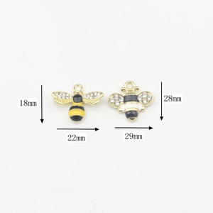Pendentifs abeille en émail jaune et blanc avec strass pour la création de bijoux DIY