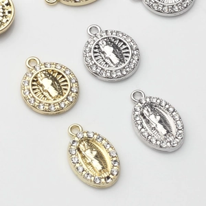 Legering Strass Maagd Maria Religieuze Bedels Voor DIY Sieraden Maken Goud Zilver Rond Ovaal Kleine Hangers
