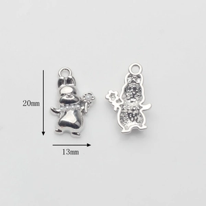 Detailed front and back macro view of 20mm x 13mm alloy rabbit pendant for DIY crafts