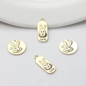 Breloques en Alliage en Forme de Lapin pour la Création de Bijoux DIY Pendentifs en Or Plaque Pièce et Barre pour Collier Bracelet