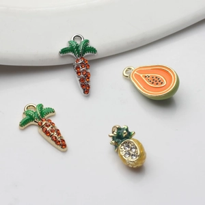 Creative fruit and vegetable charms with rhinestones for DIY jewelry making