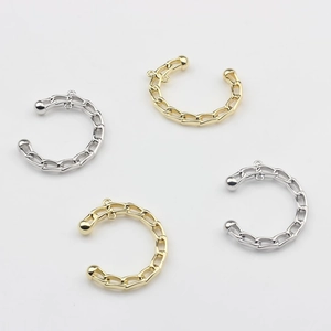 Minimalist chain link C-shaped ear cuffs in polished gold and silver alloy finishes