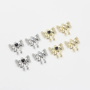 Colgantes de lazo con circón en oro y plata con piedras de corazón para joyas DIY