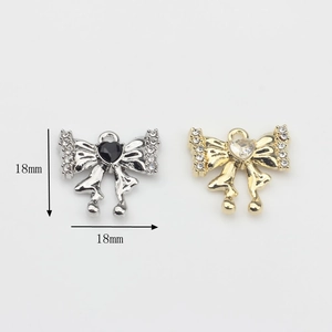 Colgantes de lazo 18mm con circonitas y piedras de corazón para joyería DIY