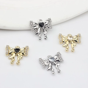 Colgante de lazo moderno con circonita para creación de joyas DIY en oro y plata fina