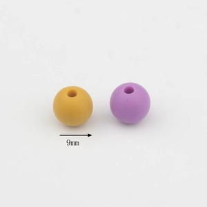 Cuentas de silicona mate de 9mm de grado alimenticio en amarillo y púrpura para joyería DIY