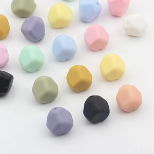 Cuentas Hexagonales de Silicona de Grado Alimenticio Cuentas Sueltas de Polígono Geométrico para Accesorios de Joyería DIY Bebé