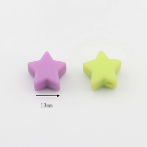 Perles en silicone de 13mm en forme d'étoile violette et verte pour loisirs créatifs