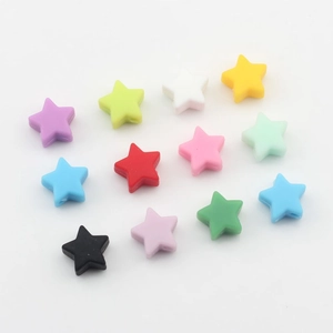 Perles en silicone de 14mm en forme d'étoile colorée pour la création de bijoux DIY