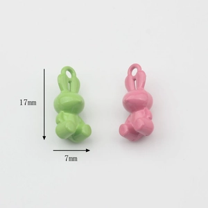 Cute enamel bunny charms in pink and green colors, 17mm x 7mm DIY jewelry accessories