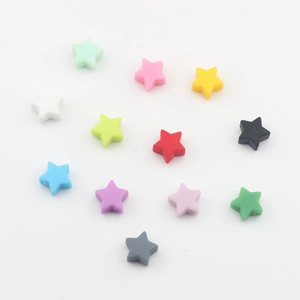 Perles en silicone en forme d'étoile de 14mm multicolores pour bijoux DIY et artisanat