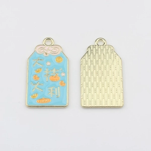 Front and back detail of alloy enamel lucky pendants for DIY jewelry making