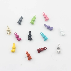Cute 3D rabbit pendants in multiple colors with top rings for DIY jewelry making