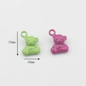 Schattige 3D-beer bedeltjes van legering voor DIY-sieraden in groen en paars