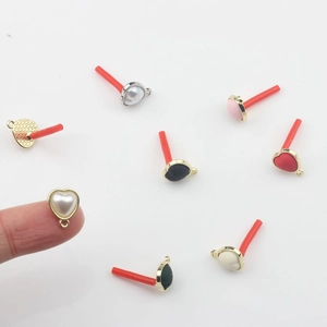 Mini heart pearl stud earrings in various colors with gold metal frame for elegant DIY fashion