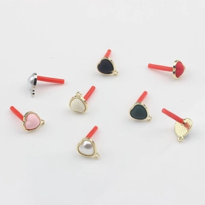 Mini heart pearl and enamel charms with gold loops for DIY jewelry making accessories