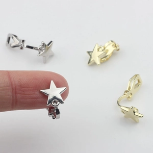 Convertisseurs de boucles d'oreilles mini étoiles dorées et argentées pour DIY