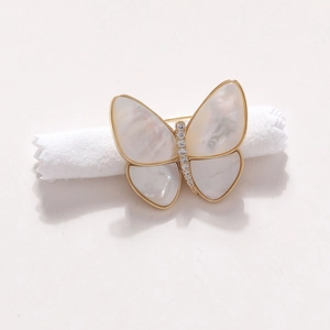 Elegante Kupfer Perlmutt Schmetterling Brosche Mit Zirkonia Einlage 14K Vergoldet Luxus Anzug Anstecknadel Damen Schmuck