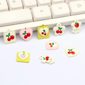 Cute Korean style alloy DIY pendants featuring cherry and strawberry designs for jewelry making
