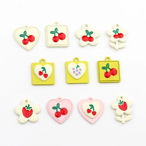 Cute alloy fruit charms with cherry strawberry patterns for DIY jewelry making accessories