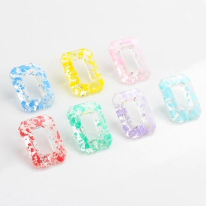 Colorful rectangular resin chain links for DIY earrings set in seven vibrant speckled colors