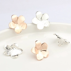 Alloy Frangipani Flower Charms Electroplated Metal Flower Buttons DIY Jewelry Findings Accessories For Earrings Sewing Rose Gold Silver