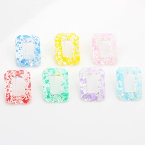 Detailed set of colorful rectangular resin link charms for DIY handmade earring accessories