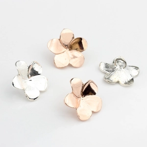 Polished silver and rose gold frangipani flower alloy metal buttons with back loop
