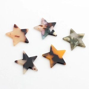 Star-shaped acetate resin pendants in assorted tortoiseshell patterns for DIY jewelry making