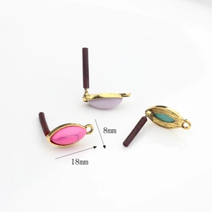 Vintage gold alloy marquise resin pendants for DIY jewelry making in pink, purple, and green