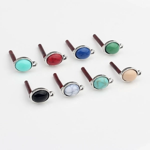 Vintage-Ohrring-Anhänger aus Harz in acht Farben mit silberner Metallbasis für DIY