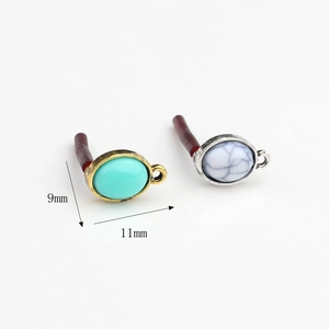 Vintage-Ohrring-Anhänger aus Legierung, oval mit Harz-Marmor-Muster, Größe 11mm x 9mm