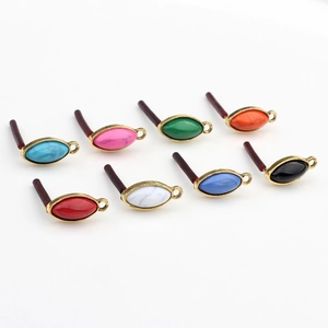 Set of 8 marquise resin and gold alloy charms for DIY vintage earring making