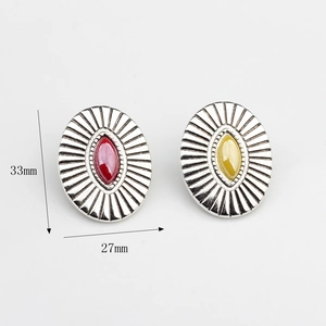 Vintage oval zinc alloy buttons with colorful marquise ceramic stones in 33mm by 27mm size
