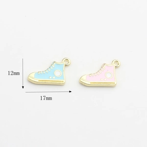 Mini cute high-top sneaker alloy enamel charms for DIY jewelry 12mm and 17mm