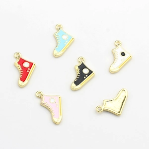 Miniature colorful alloy sneaker charms for DIY jewelry making in various enamel colors