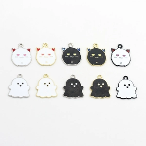 Cartoon Emaille Teufel und Geist Anhänger in Gold und Silber für DIY Schmuck
