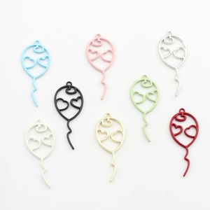 Colorful balloon hollow alloy pendants with heart patterns for DIY jewelry making
