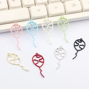Colorful hollow heart balloon charms for DIY jewelry making in assorted painted metal finishes