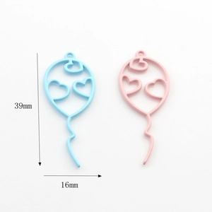 Pastel candy color balloon charms with heart detail, 39mm DIY jewelry pendants