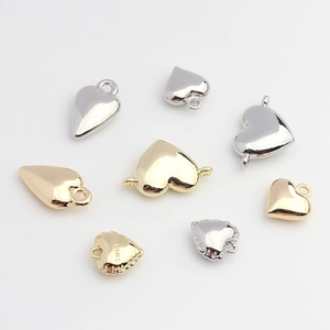 Polished alloy heart pendant set in gold and silver for DIY jewelry making