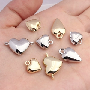 Polished gold and silver heart charms with SWEETIE engraving for DIY jewelry making