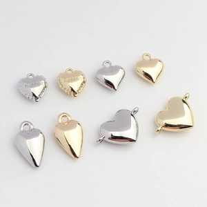 Polished alloy heart charms and connectors in gold and silver for DIY jewelry making