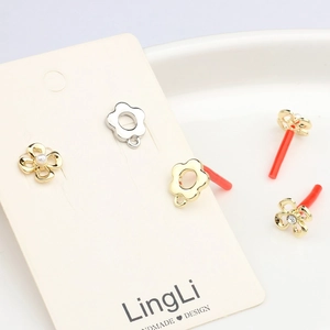 Floral alloy charms with pearls and zircons for DIY jewelry making in gold and silver