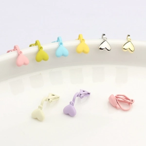 Zinc Alloy Heart Earring Clip Findings For Non Pierced Ears DIY Jewelry Making Materials Colorful Matte Spray Paint Clips