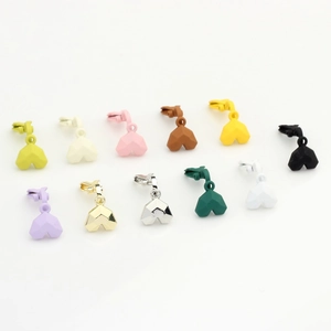 Set of 12 colorful matte and metallic heart-shaped pendant charms for DIY jewelry