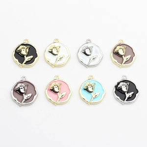 DIY rose flower enamel charms in various colors for earring and jewelry making