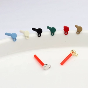 Mini round candy-colored DIY earring connectors with colorful spray-painted finish