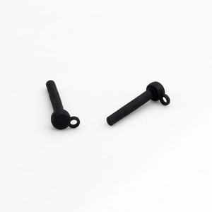Close-up of matte black round studs with side loops for DIY earring making craft