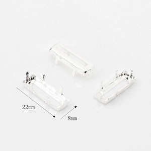 Three rectangular silver copper claw settings for rhinestones, sized 22mm by 8mm